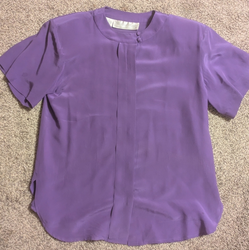 Michelle Stuart 100% Silk Blouse – Purple – Size P (Petite)